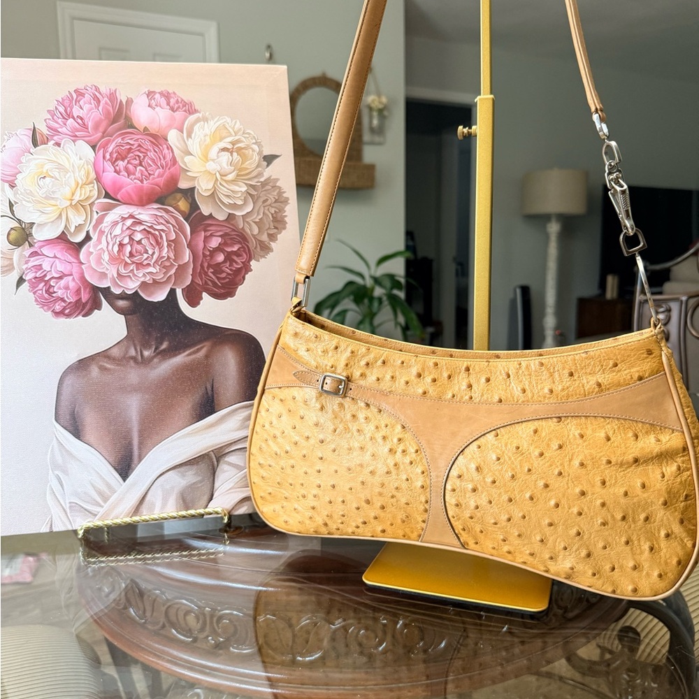 Kurt Geiger Yellow Ostrich-Texture Shoulder Bag